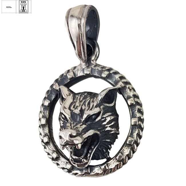 Pandantiv argint innegrit Wolf