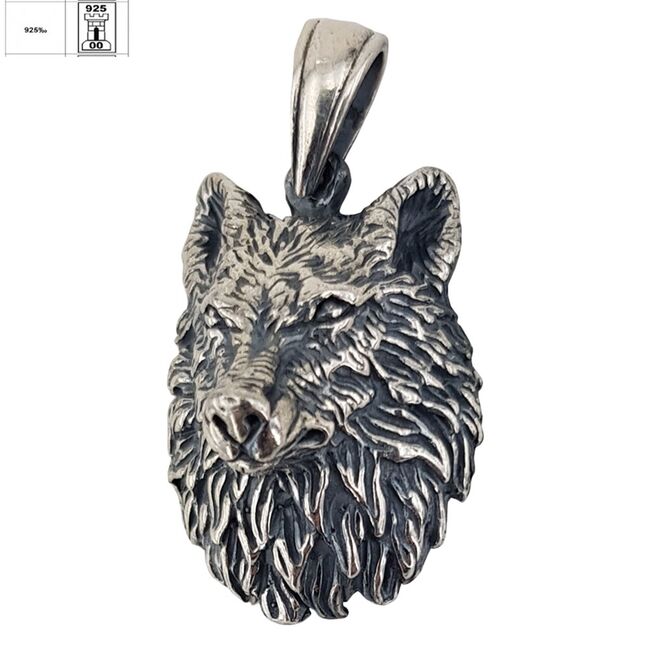 Pandantiv argint masiv Wolf