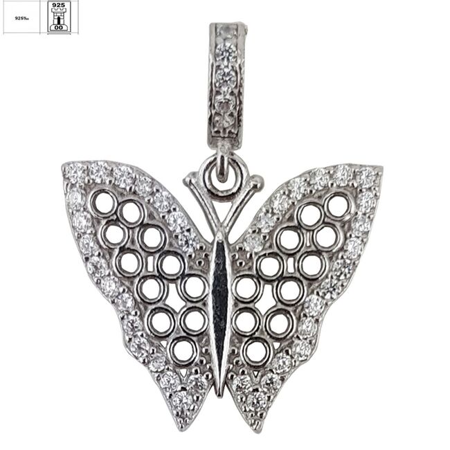 Pandantiv argint zirconii Butterfly