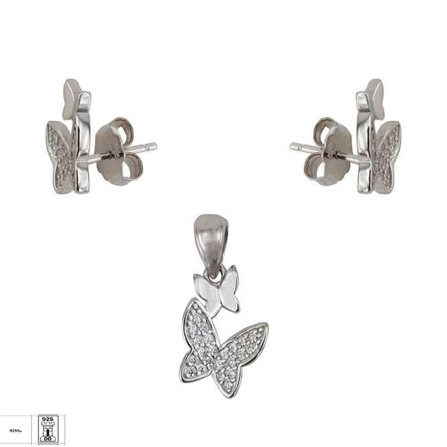 Set argint zirconii fluturi Doris