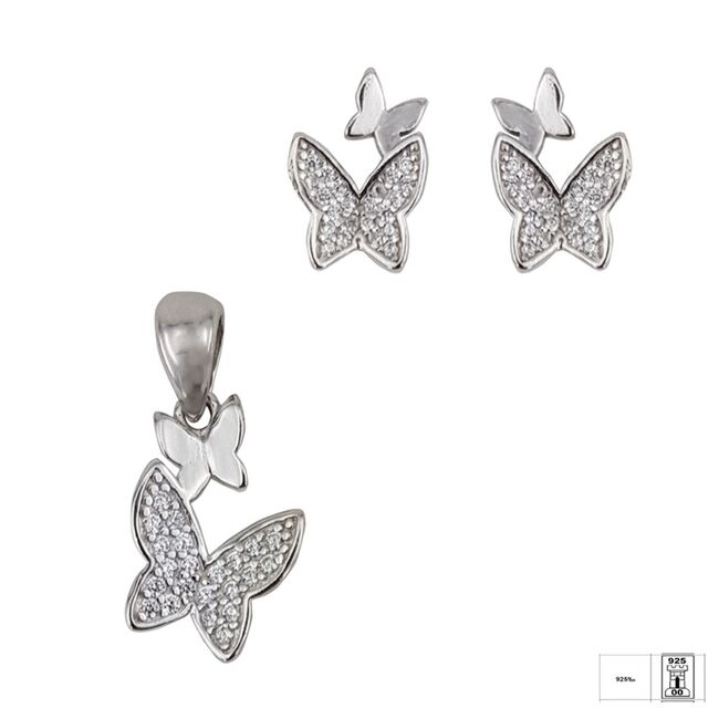 Set argint zirconii fluturi Doris